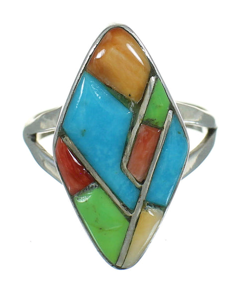 Multicolor And Genuine Sterling Silver Whiterock Ring Size 6-3/4 YX84136